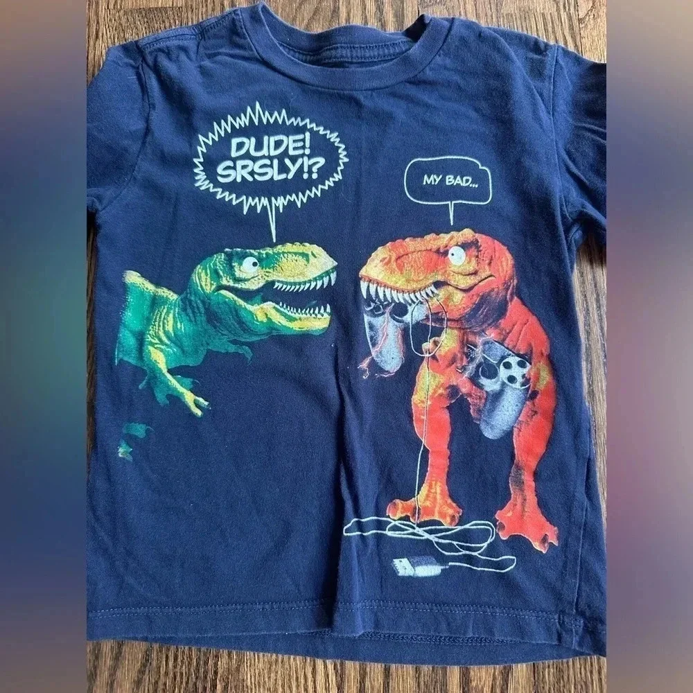 Jumping Beans Children's Place Gray Blue Dinosaur Long Sleeve Shirts Size 4